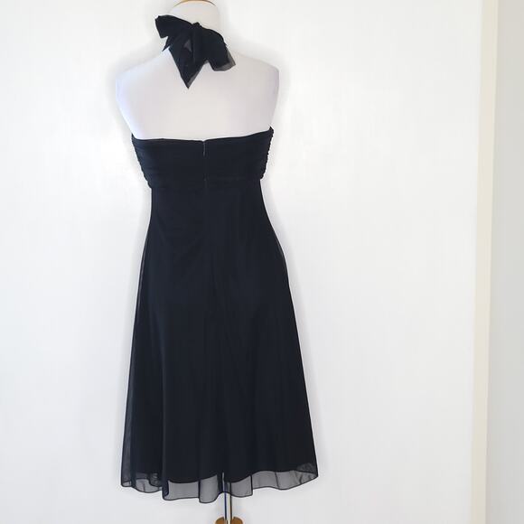 WHBM Strapless Cocktail Party Dress Black Halter Neck Empire Waist 4 - Picture 11 of 12